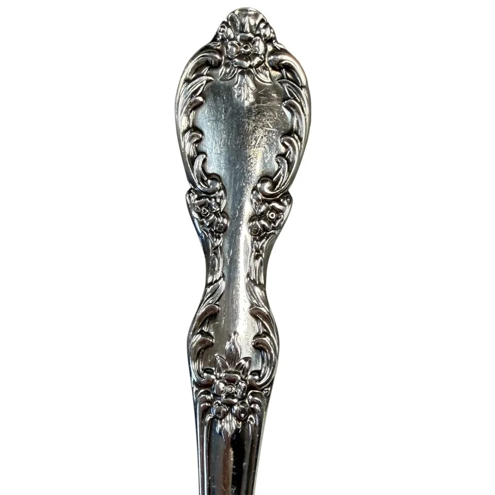Wm Rogers Co Soup Spoon Springtime Silver Plated Floral‎ Ornate Silverware VTG
